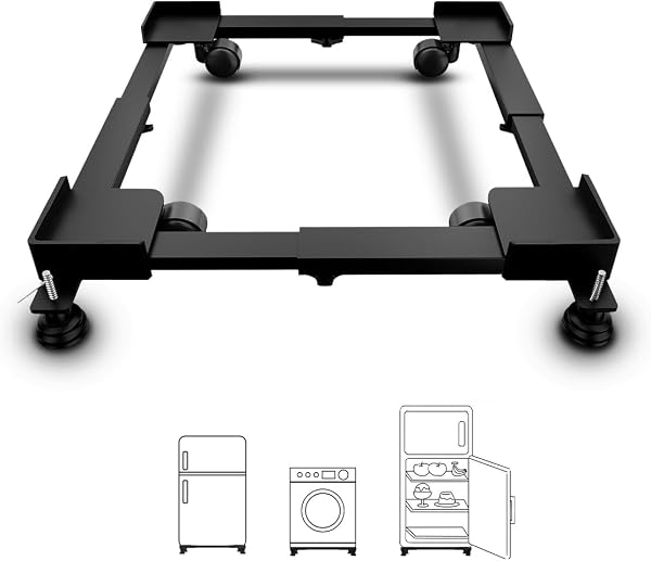 Hipkoo Adjustable Washing Machine Stand with Wheels | Heavy Duty Steel…