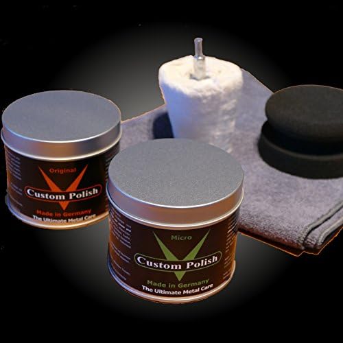 Custom Polish Complete Set 800 g Chrome Polish Aluminium Polish Chrome Stainless Steel Cone Shaped Aluminium Polish + Polishing Attachment + Professional Super Soft Polishing Pad Applicator and Microfibre Cloth