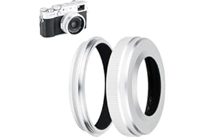 JJC Pare-Soleil d'objectif avec Bague d'adaptation pour Fujifilm Fuji X100VI X100V X100 X100S X100T X100F - Compatible avec filtres de 49 mm et Bouchon d'objectif d'origine