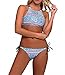 Produktbild homee Swimwear - Summer Western-Badeanzug mit Rundhalsausschnitt, Retro-Bikini mit Geometrischem Muster, Geteilter Badeanzug,Blau,XL