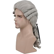 Perruque Longue Bouclée Beige Pour Homme Style 18ème Siècle - Costume Juge, Avocat, George Washington