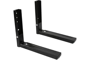 KAIISSA Soporte universal de montaje en pared para microondas, paquete de 2 unidades de estantes plegables para cocina, soporte de microondas resistente para parrilla/cafetera, carga máxima de 100 libras,