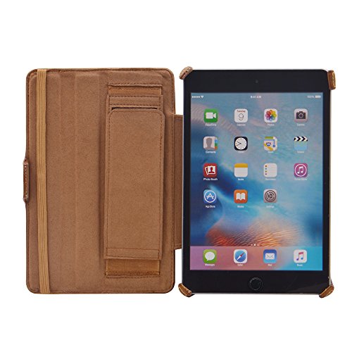 MANNA Schutzh  lle f  r iPad mini 4   Kunstleder  braun   Autosleep-Funktion   EasyStand   Cleverstrap