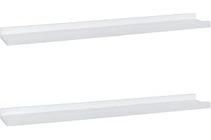 PHOENANCEE 91.5cm Picture Ledge Shelf with lip design radiator shelf, Photo Shelf, Long Decorative Floating Picture Shelves For Living Room,Kitchen,Bedroom, Set of 2, Rustic White