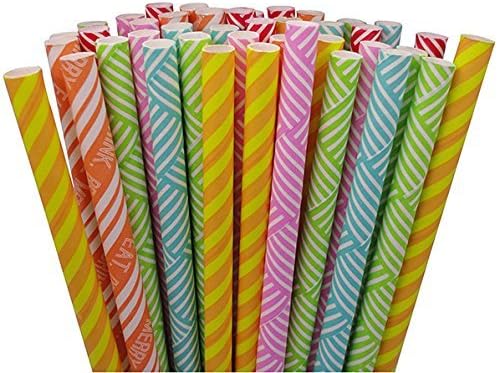 VvW 150 Assorted Colors Party Paper Drinking Straws - Combo-Basket Weave