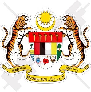 Malaysia Malaysian Coat Of Arms Jata Negara 95mm 3 7 Vinyl Bumper Sticker Decal Amazon Co Uk Automotive