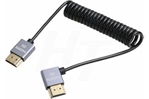 HangTon Kabel HDMI 8K 4K 60fps Thin Coiled Right Angle do ATOMOS Shinobi Ninja V Portkeys BM5 FEELWORLD BMPCC 4K Monitor ZCAM Sony Canon Nikon Camera Type A HDMI 2.1