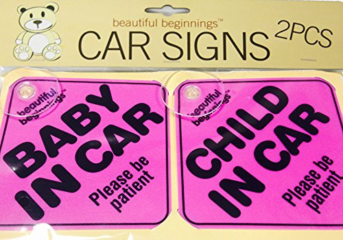 2 Pack Beautiful Beginnings Car Sign Kids Safety Child Baby Pink