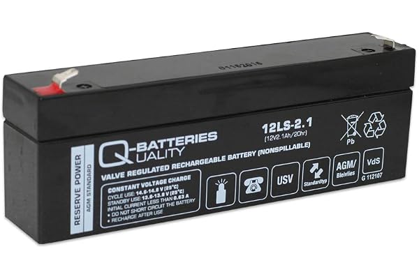 Q-Batteries 12LS-2.1 Batterie Plomb-Polaire AGM VRLA VRLA avec VD 12 V 2,1 Ah