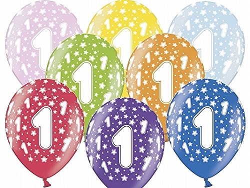 6 Luftballons bunt gemischt 1. Geburtstag