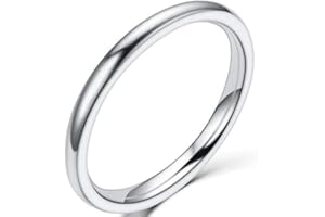 Jude Jewelers 2mm Stainless Stainless Steel Plain Stackable Wedding Band Ring