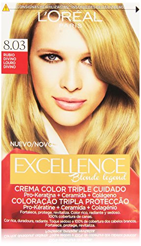 L'Oreal Paris Excellence Blonde Legend Crema Color Triple Cuidado, Tono Rubio Divino 8.03 - 200 g