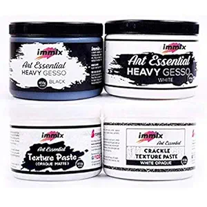 immix, Heavy Gesso Black, White, Texture Paste, Crackle Paste Combo (450 Grams Each)