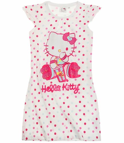 Hello Kitty Baby Girls' Nightie -  White - weiß/rosa Punkte - 18-24 months