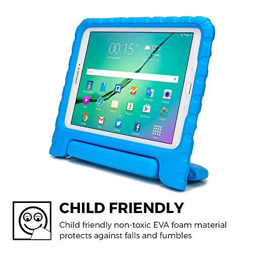 Samsung Galaxy Tab S2 9.7 hülle fur kinder, COOPER DYNAMO Beanspruchbare, strapazeirfähige, robuste, gepolsterte Hartschalenhülle mit integriertem Griff, Standfunktion & durchsichtigem Displaysschutz (Blau) - 3