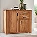 Produktbild Massive Kommode Wildeiche teilmassiv 108x100x42cm Anrichte Holz Natur & Schubkästen geölte Oberfläche 2 gedämpfte Türen montierte Lieferung
