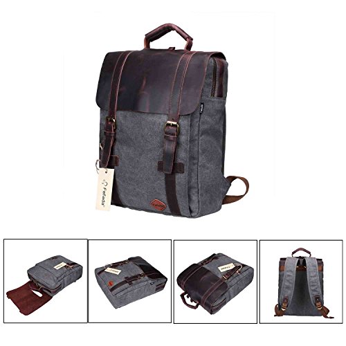 Fafada Vintage Rucksäcke Herren Damen Vintage Canvas Rucksack Retro Schulrucksack mit Der Großen Kapazität - 9