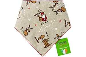 DIMPLES - SEW HAPPY Dimples Hundehalstuch - Weihnachten Weihnachtsmann Party - Halstuch für kleine mittlere und Grosse Hunde Welpen und Katzen - Hunde Handgemachtes Hunde Accessoire 55cm
