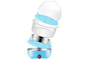 woyufen Egg Steamer - Household Hard Boiled Egg Maker with 2 Layers - Multifunctional Rapid Egg Steamer with Auto Shut Off for Hard Boiled Eggs, Vegetables and Dumplings