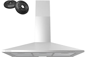 CIARRA ASS9201 Classe A Cappa Aspirante 90 cm 370 m³/h Cappa da Cucina in acciaio INOX Filtro a Carbone CBCF002X2 3 Velocità di Aspirazione filtro in alluminio (Argento)