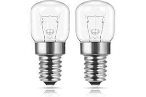 TECHGOMADE Backofenlampe 2 Stück, Techgoamde Backofenlampe 25W 300 Grad, E14-Sockel, 2700K Warmweiß, Dimmbar, Geeignet für Backofen, Mikrowelle, Salzlampen
