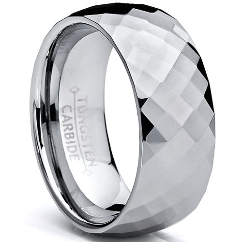 Ultimate Metals Co. 8MM Herren Wolframcarbid Facettenreiche Ring,Bequemlichkeit Passen,Größe 52 to 74