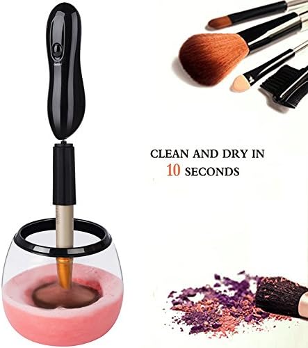 Makeup Brush Cleaner, Electric Automatic Makeup Brush Cleaner and Dryer Machine, 360 Rotation Completely Cleans and Dries All Makeup Brushes in Seconds (Black)