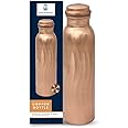 KHC 100% Pure Copper Water Bottle Handcrafted | 34 Oz 1 Litter Copper Water Vessel - Drink More Water Bottle in many Patterns– Large -Leak Proof - Smooth Finish (Wave Polished Copper Bottle)