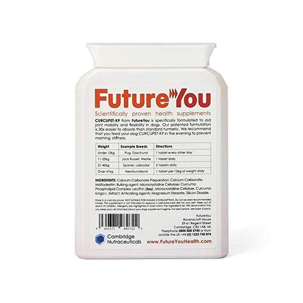 FutureYou Cambridge CurcupetK9 Turmeric for Dogs 56 Tablets Highly