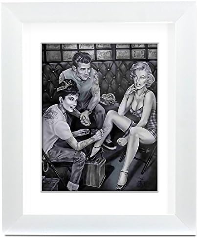 Big Art Shop - James Dean Tattoo - Street Art - professionally Framed art print with mount - white, 22x18-inches-56x46cm