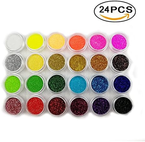 Boocy 24 Box Colors Glitter Dust Nail Art Acrylic Glitter Flash powder Nail Art Decoration
