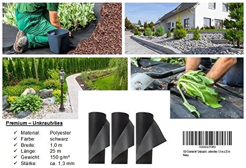 150 Gramm/m² Unkrautvlies, Gartenvlies 1,0 m x 25 m