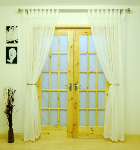 The Textile House Cream Woven Voile Tab Top Panel. Buy One Panel Get One Free. 58” Wide x 72” Drop.