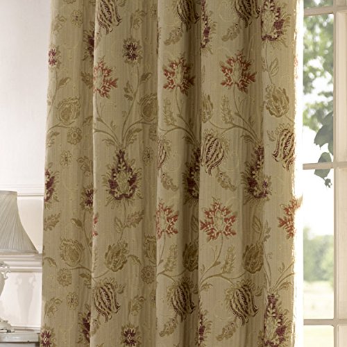 Heavyweight Traditional Tapesty Single Door Curtain, Light Gold, Eyelet Heading - 66x90 (168x230cm)