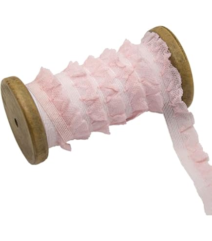 183cm Roze Kanten Lint Met Strik - Vintage Ruches Lint Voor Bruiloft, Cadeauverpakking & Knutselen - 1,6cm Breed