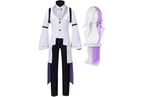 JIUMAOCLEU Bungo Stray Dogs Sigma Cosplay Costume with Wig Men's Full Set of Anime Uniform Outfit Suit with Accessories for Halloween Carnival Party Props