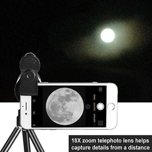TECHO Universal 18X Teleobjektiv Professionelle Kamera Objektiv Kit fÃ¼r iPhone X 8 7 6S Plus SE, Samsung Galaxy S9 S8 S7 Edge Google & die meisten Smartphones