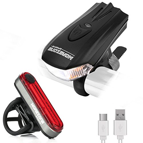 MOREZONE Smart Fahrradlicht Fahradbeleuchtung Set USB Wiederaufladbare LED Fahrradlampen Frontlicht Rücklicht Super hell Fahrradlichter Wasserdicht für Sicheres Radfahren Taschenlampe