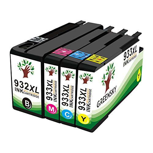 GREENSKY 4 paquetes cartucho de tinta compartible de reemplazo para HP 932XL 933XL para HP Officejet 6100 6600 6700 7110 7510 7610 7612 Impresora -  1 Negro  1 Cian  1 Amarillo  1 Magenta 