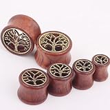 Ailiebhaus Piercingschmuck Paar Organic Holz Ohr Plugs Flesh Tunnel Baum des Lebens - 2