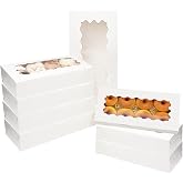 Gcardist 15 Pieces White Cookie Box with Window 12x5.50x2.50 inch Two Uses for Pastry, Cookie, Bakery, Packing Box (12x5.5x2.