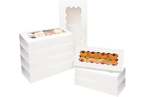 Gcardist Set med 15 vita kaklådor med fönster, 30,48 x 13,97 x 6,35 cm, två användningsområden: bakverk, kakor, bageri, förpa