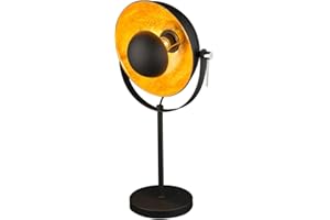 Lampa stołowa w stylu retro XIRENA czarna złota z LED, reflektor wychylny, Globo Lighting