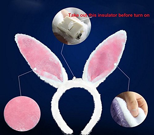 YYGIFT® Hasen Kostüm Hase Ohren Haarreife mit LED Beleuchtung als süßes Häschen und sexy Bunny zu Halloween Karneval Fasching Party Polterabend Junggesellenabschied usw. Einheistgröße - 5