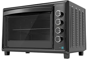 Cecotec Four Convection de Table de 60 Litres Bake&Toast 6090 Black Gyro, 2200 W, Lumière Intérieure, 12 Fonctions, Température Jusqu’à 230º, Porte à Double Verre, Inclut Tournebroche
