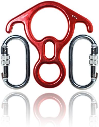 Heavy Duty Locking Carabiners, Yupro 50KN Rescue Figure 8 Descender & 2 25KN Screwgate Locking Climbing Carabiners, Outdoor O-ring Hook Rappel Device for Rappelling Belaying Rock Climbing Yoga Hiking