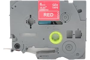 BROVACS 1 opakowanie białej na czerwonej laminowanej taśmy etykietowej kompatybilna z drukarką etykiet Brother P-Touch TZ 415 TZe 415 6 mm 1/10.2 cm OPA4415