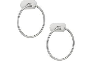 MARKCCO Set di 2 anelli portasciugamani autoadesivi per bagno, cucina, con adesivo potente, senza foratura, in acciaio inossidabile, antiruggine e moderno organizer da bagno in nichel spazzolato