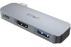 JESWO Adaptador USB C a HDMI, Adaptador HDMI a USB C 3 en 1, con Puerto HDMI 4K, Puerto USB 3.0 y Puerto de Carga PD, Compatible con Windows 11/10/8, Mac OS, iPad OS o posteriores
