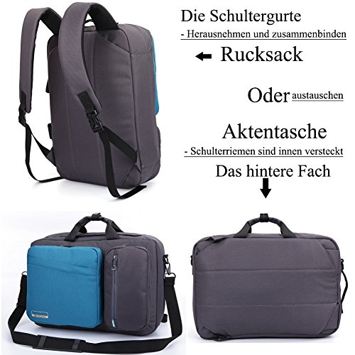 SOCKO 17,3 Zoll Mehrzweck Laptop Rucksäcke Reiserucksack Wanderrucksäcke College Studenten Rucksack Business Henkeltasche Aktentasche Schultertasche Umhängetasche mit Griffe und Tragriemen für 17 – 17,3 Zoll Laptop / Notebook / Macbook Computer,Grau-Blau - 5